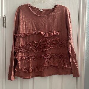 Ivy Jane Ruffled Long Sleeve Blouse Maeve 100% Cotton Casual Lightweight Autumn